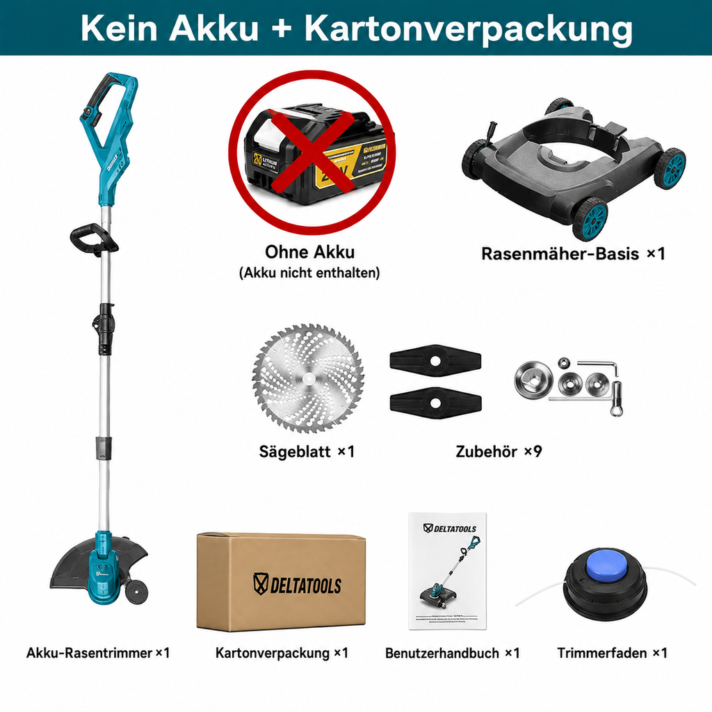 Freischneider und Rasenmäher in einem Gerät - kompatibel mit Makita 18V