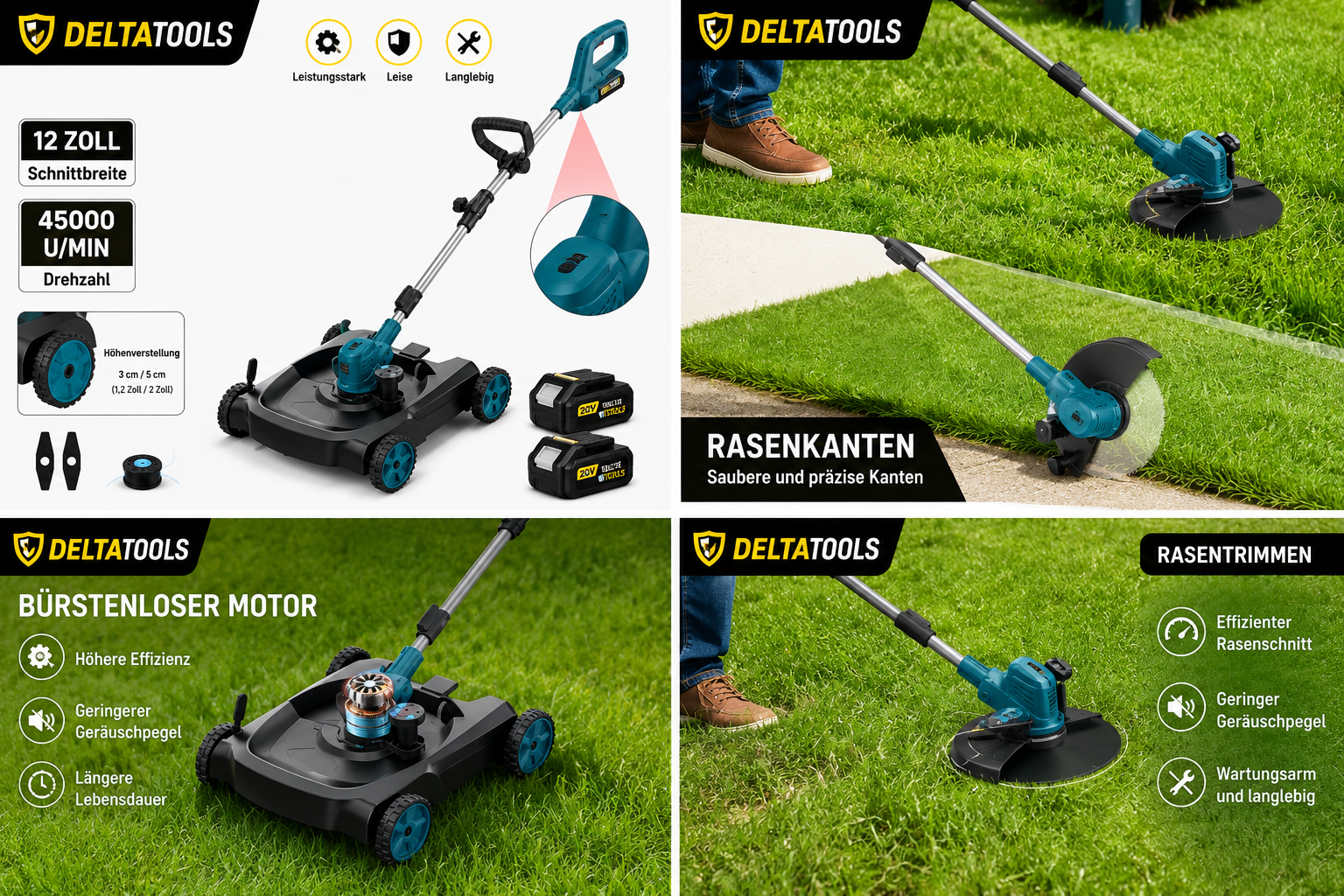 Freischneider und Rasenmäher in einem Gerät - kompatibel mit Makita 18V