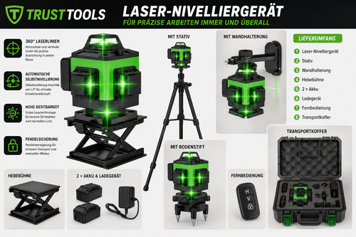 16 Linien 4D Laser oder 12 Linien 3D Level 360 °  Laser, Selbstnivellierend, Grünlaser
