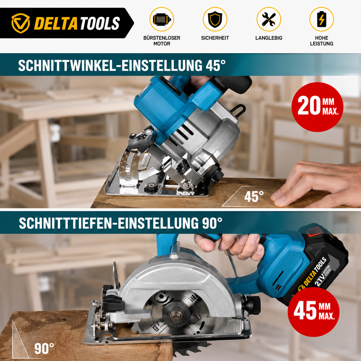 125mm Mini Akku Kreissäge 0-45°  für Makita 18V Akkus