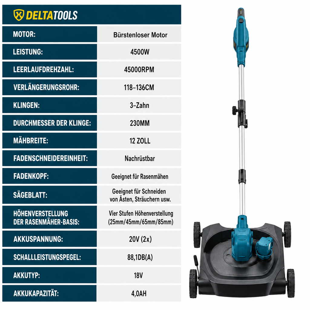 Freischneider und Rasenmäher in einem Gerät - kompatibel mit Makita 18V