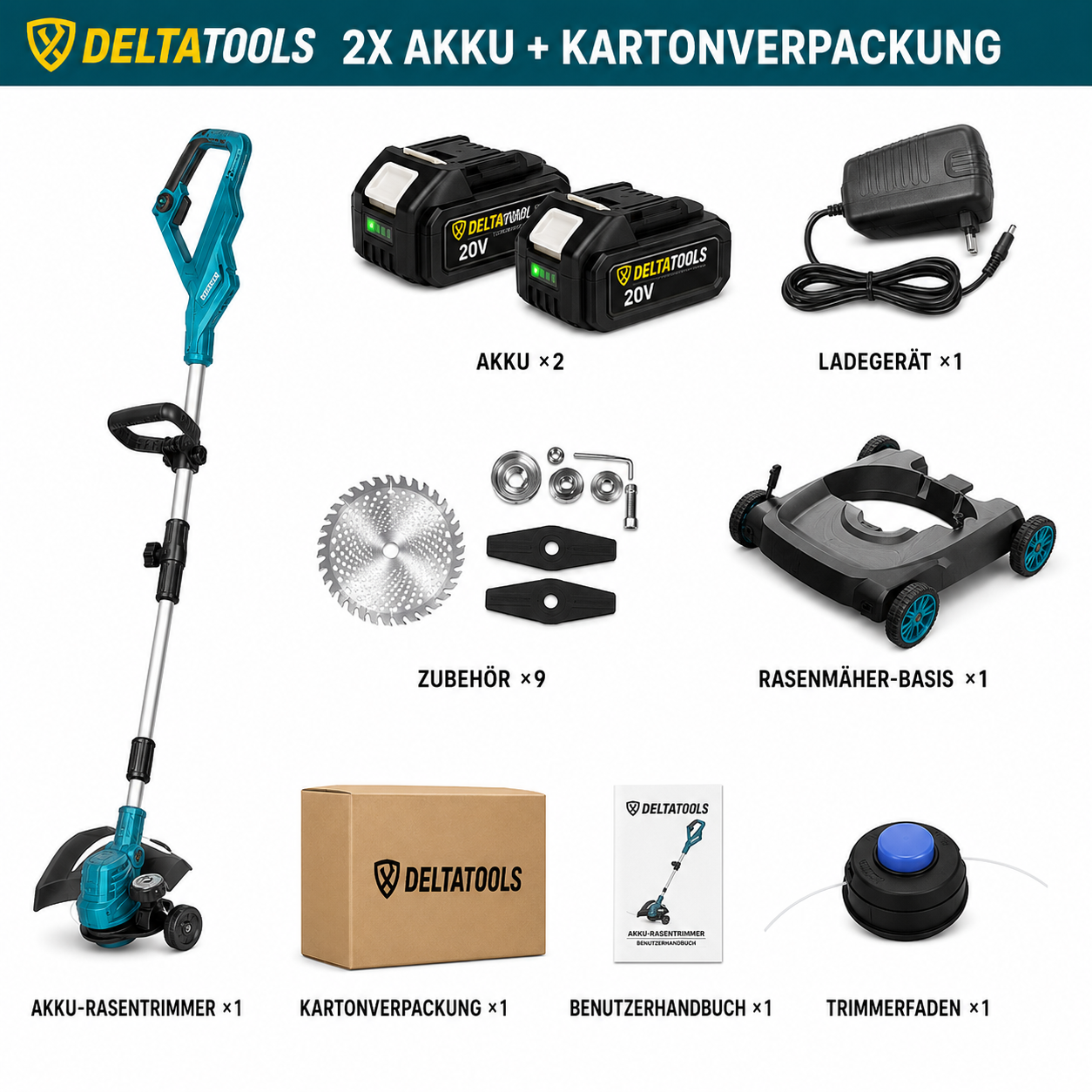 Freischneider und Rasenmäher in einem Gerät - kompatibel mit Makita 18V