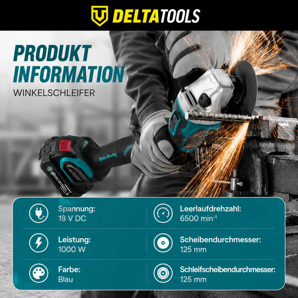 Akku Flex Trennschleifer 125mm – Solo, für Makita Akku, mit Trennscheiben