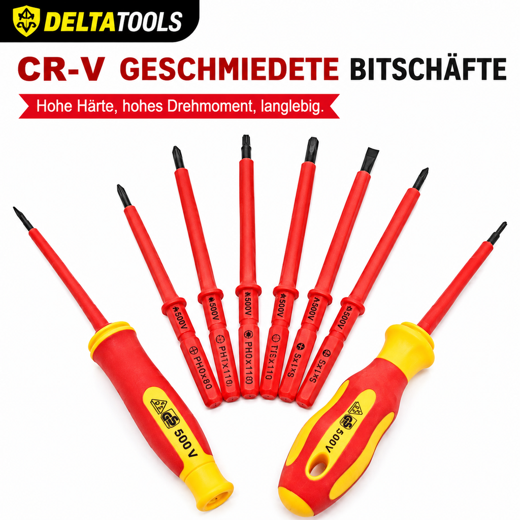 Elektro-Schraubendreher Set 10-teilig – 500V zugelassen, NEU