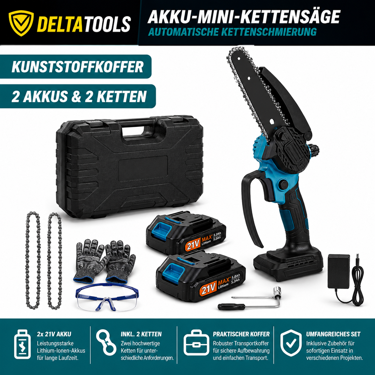 6-Zoll kabellose Akku Kettensäge mit Zubehör