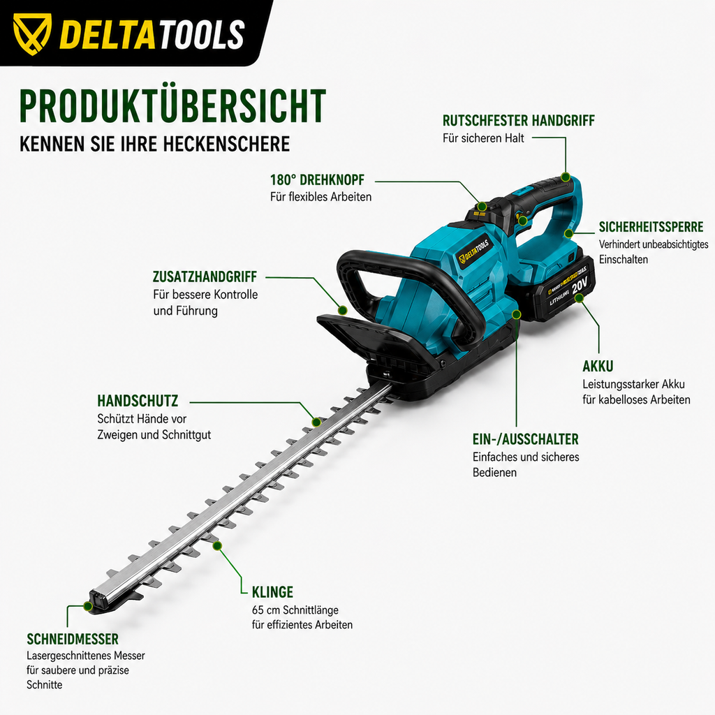 Akku Heckenschere, 18-21V, kompatibel mit Makita Akkus