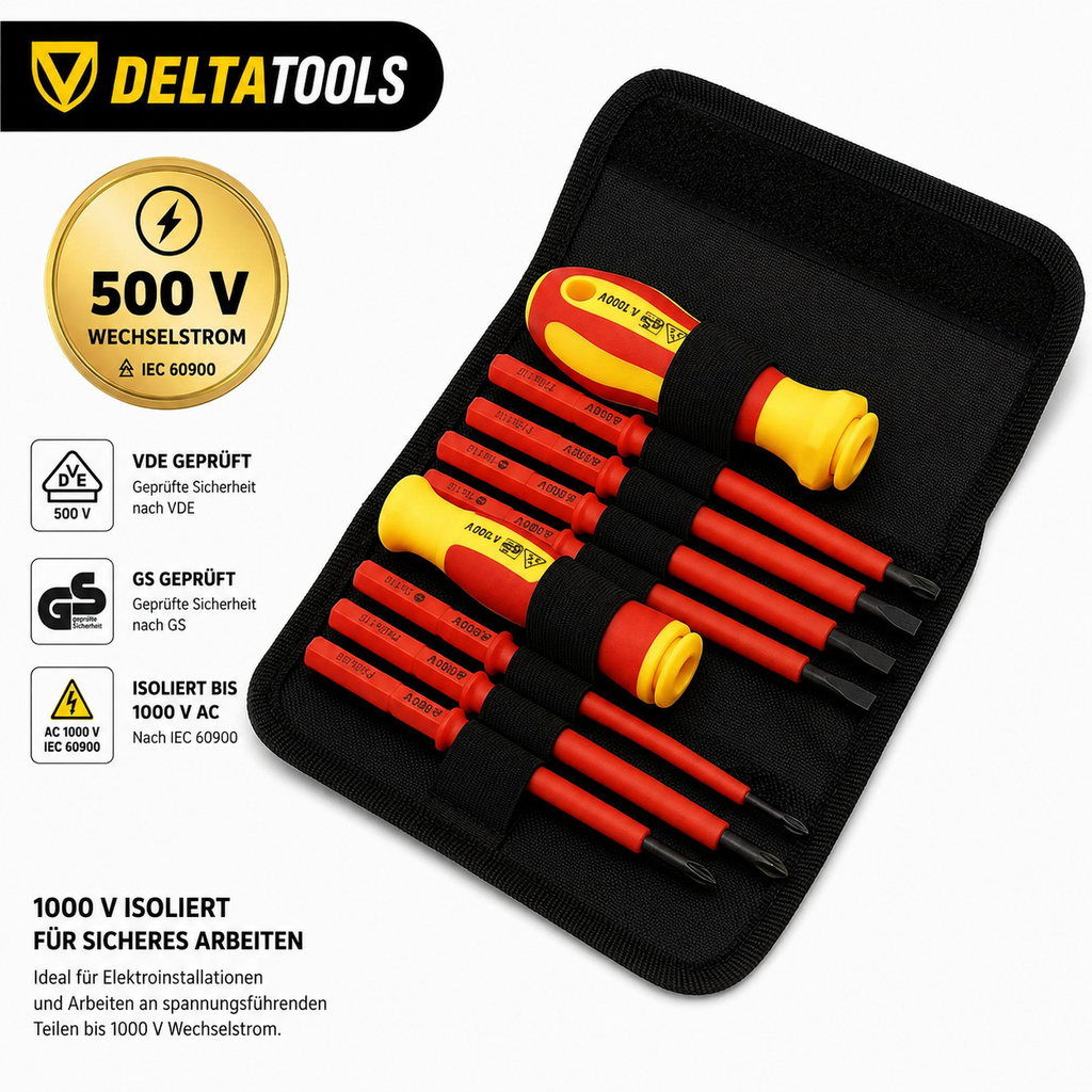 Elektro-Schraubendreher Set 10-teilig – 500V zugelassen, NEU