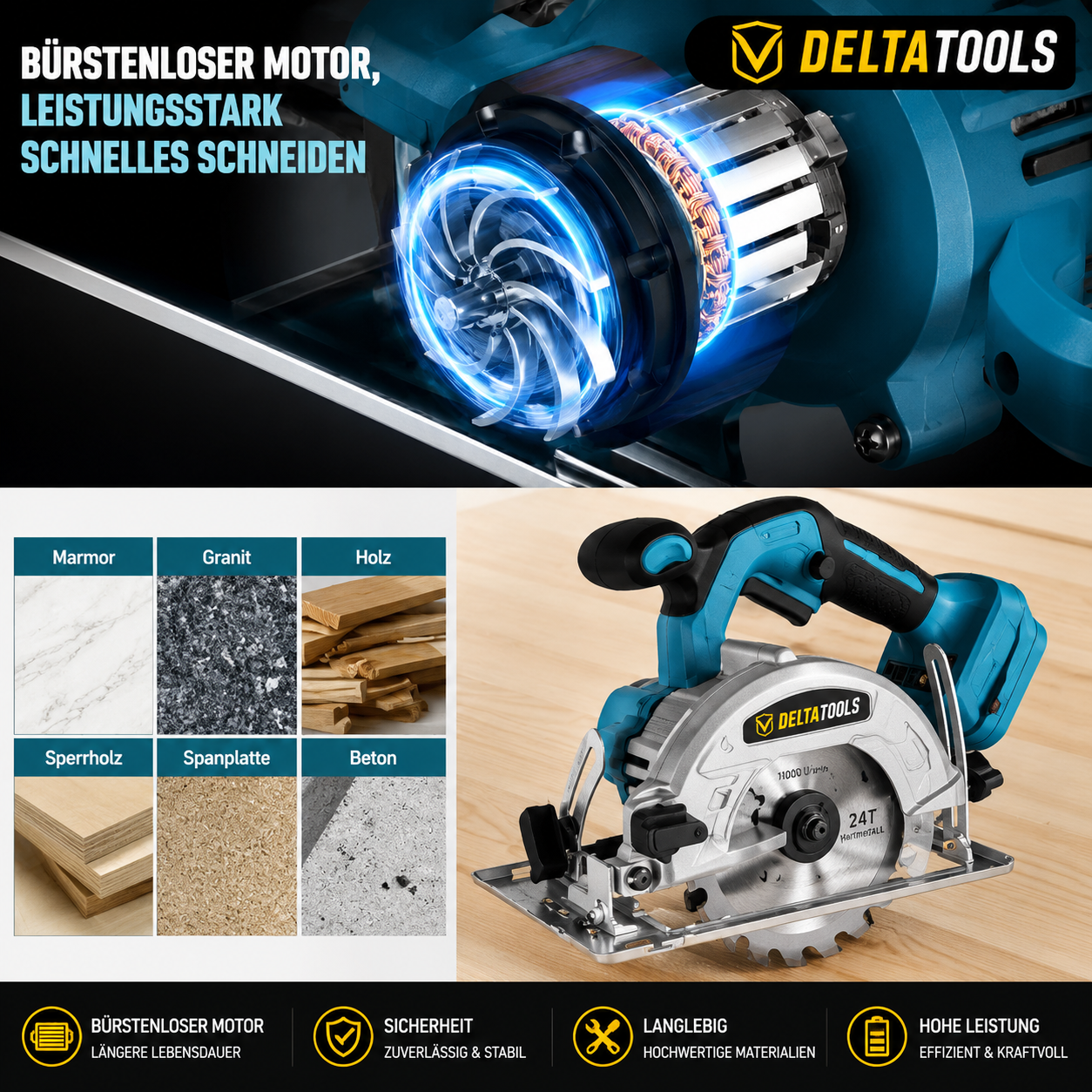 125mm Mini Akku Kreissäge 0-45°  für Makita 18V Akkus