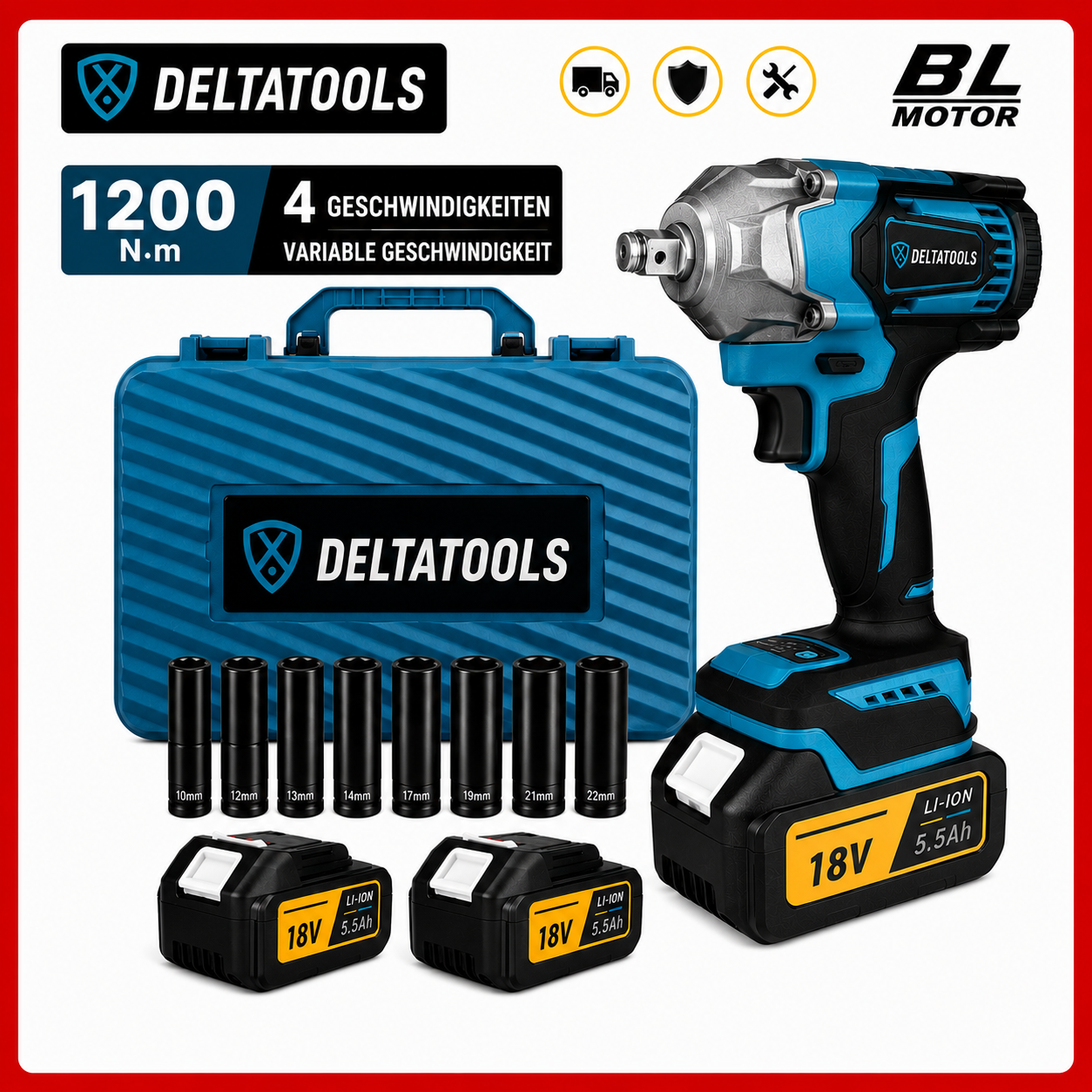 Bürstenloser Schlagschrauber 1/2 Zoll Akku für Makita 18 V Akkus geeignet