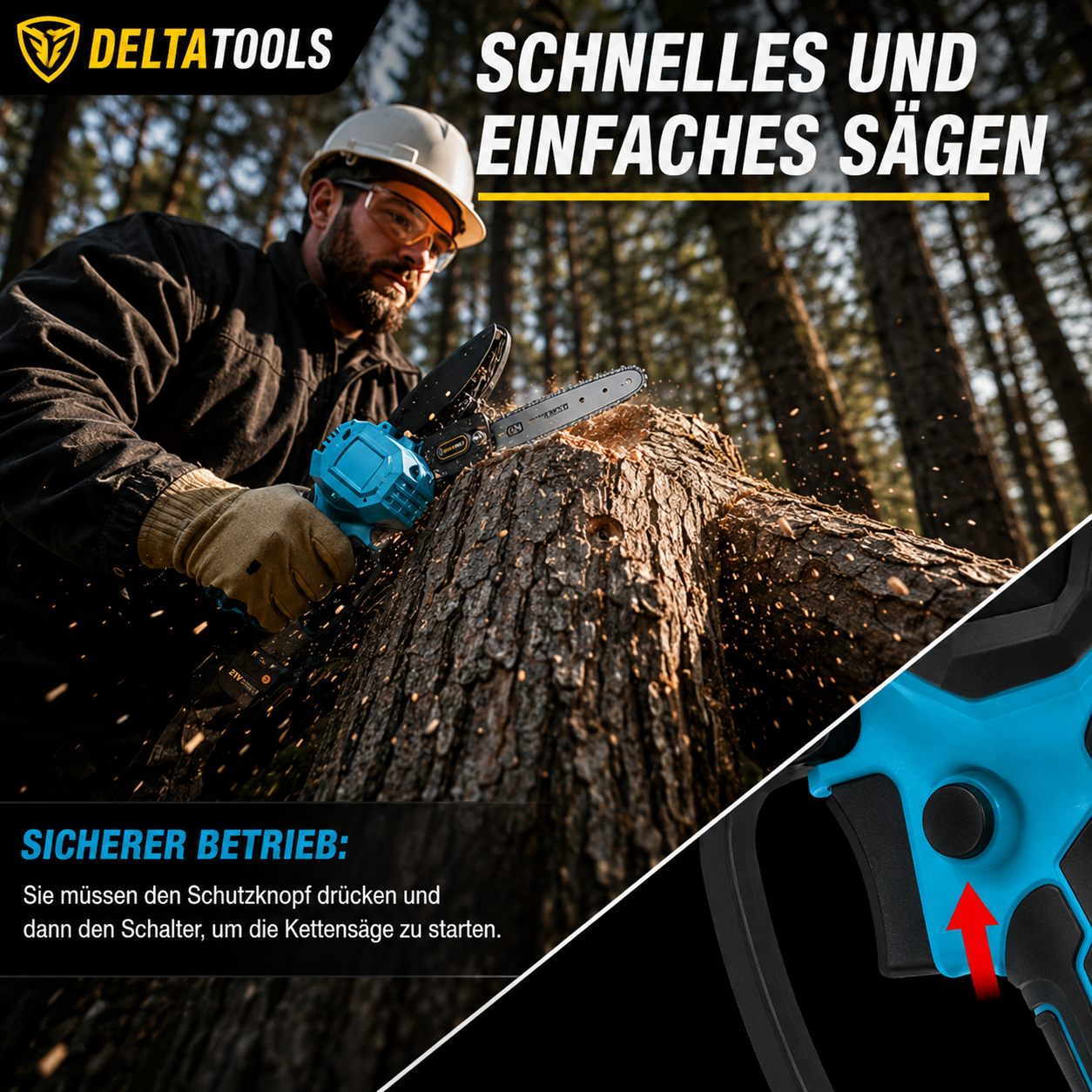 6-Zoll kabellose Akku Kettensäge mit Zubehör