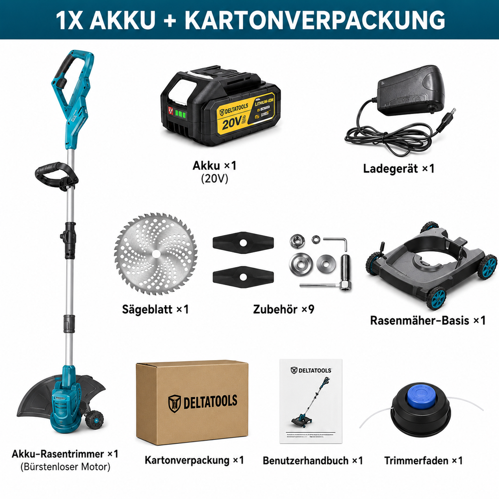 Freischneider und Rasenmäher in einem Gerät - kompatibel mit Makita 18V