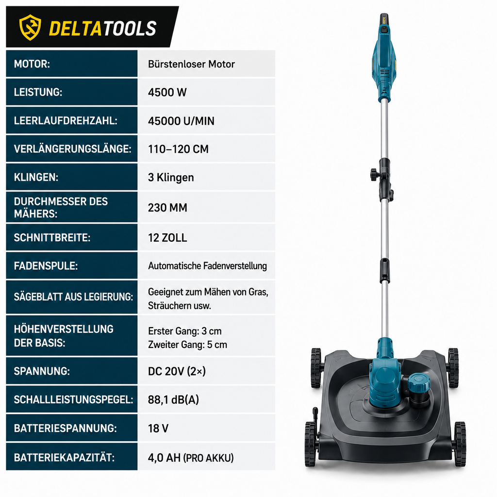 Freischneider und Rasenmäher in einem Gerät - kompatibel mit Makita 18V